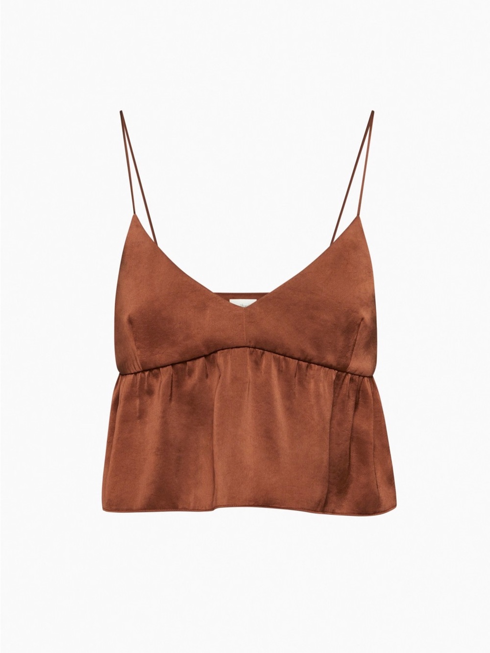 Wilfred Aritzia Satin Lover Cropped Cami Top Brown XS - Picture 2 of 13